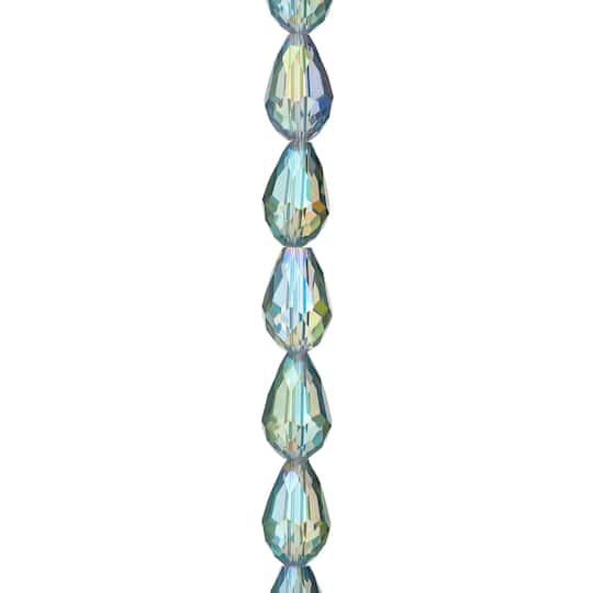 12 Pack: Iridescent Green Glass Teardrop Beads, 12mm by Bead Landing™